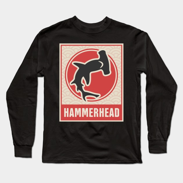 Retro Japanese Hammerhead Shark Long Sleeve T-Shirt by MeatMan